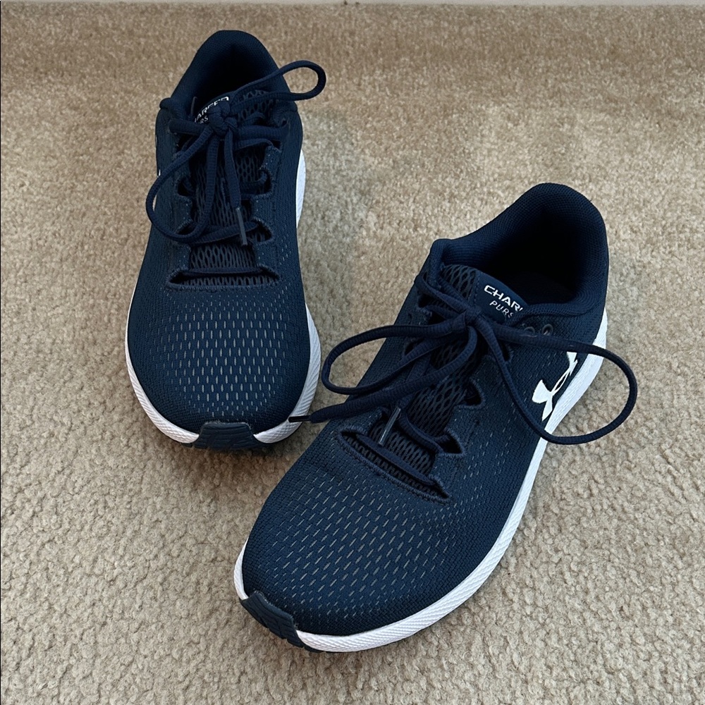 Under Armour Navy and White Athletic Shoes